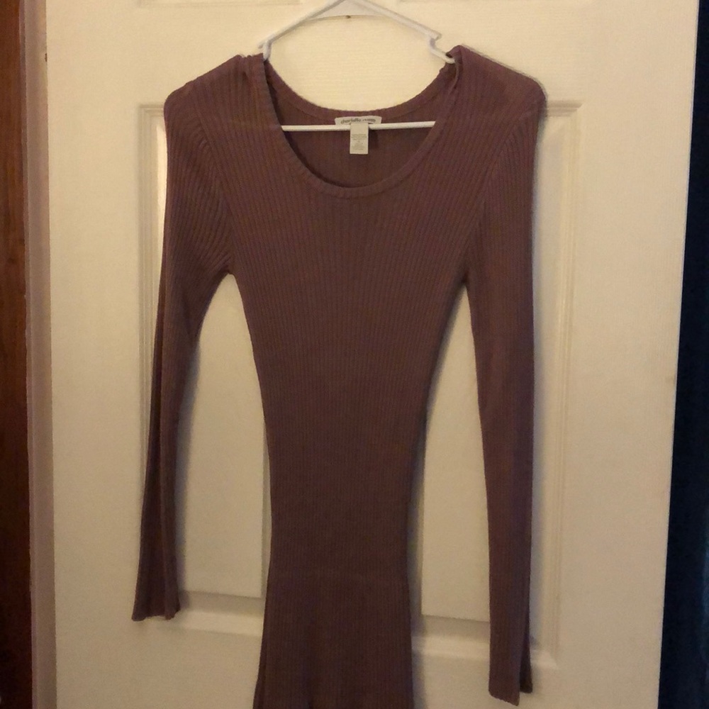 Stretchy sweater dress with flare at bottom